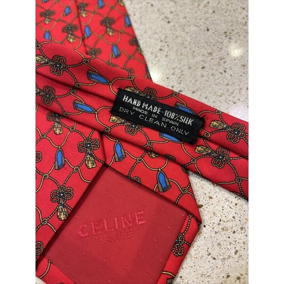 Celine Paris Silk Tie/Celine Tie/Men's Designer Tie/Men's Silk Tie/Celine EUC - Picture 6 of 6